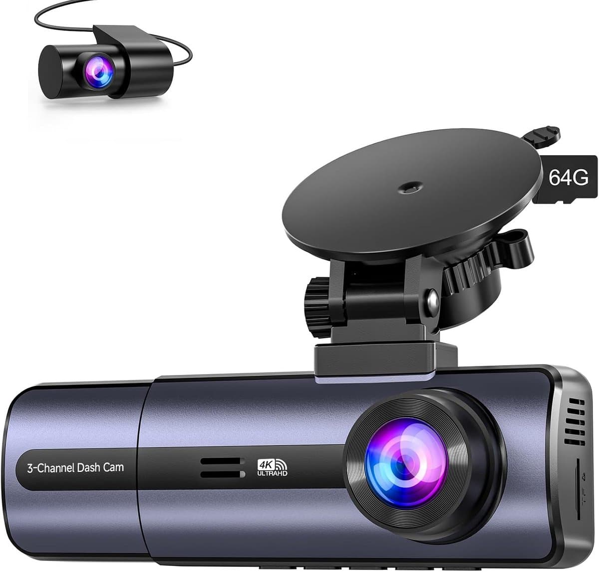 Dashcam 3-kanaals 1080P voor en binnen met auto — afbeelding 1