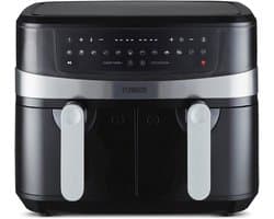 Dubbel Mand Airfryer 9L met 10 Voorgeprogrammeerde Instellingen en 1800W Vermogen