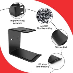 Houder voor hoofdtelefoon - muurbeugel met schroeven en plakband - universele hanger voor meerdere apparaten - geschikt voor bureau, muur, tafel - gaming accessoire — thumbnail 5