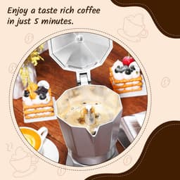 6-Kops Elektrische Italiaanse Moka-Machine 300ml - Draagbare Aluminium Espressomachine met Afneembaar Onderstel - Aluminiumkleur — thumbnail 4