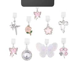 8 Stuks Anti-Stof Stofplug-Charms voor USB C, Oplaadpoortbeschermers in Verschillende Kleuren - Geschikt voor Telefoons, E-Readers en Tablets