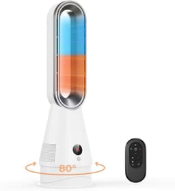Bladloze Ventilator - Toren Verwarmer - Zomer Winter - 2-in-1 Functie - 64cm Hoog - Wit — thumbnail 2