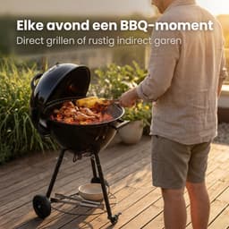 Lomera Houtskoolbarbecue - Houtskool BBQ - Houtskool Barbecue - Kogelbarbecue - Kogel BBQ - BBQ met Deksel - Houtskoolbarbecue met Deksel - Barbecue met Deksel - BBQ op Wielen - Barbecue op Wielen — thumbnail 4