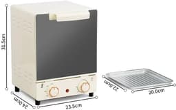 Airfryer - Heteluchtfriteuse - Broodrooster Oven - Keukenapparaten - met Voetkussens - Handgreep - Bak - Gegalvaniseerd binnenpaneel - Glazen deur - Jaloezie - 12L - 220V - 70-250 ℃ - 0-60 min Timingknop - Beige — thumbnail 2