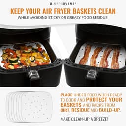 Allecto Olie-absorptie Vellen voor Air Fryer Stoommand - 10 stuks - Geperforeerd - Geschikt voor 7 inch/18 cm - Liners Papier - Vierkant — thumbnail 2