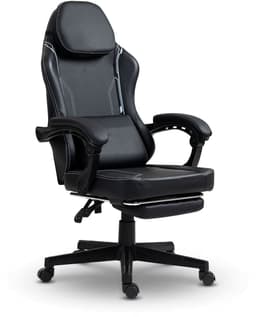 VDD Gaming - Gamestoel met massagefunctie en voetsteun - Gaming chair in de kleur Zwart - Game stoel met nekkussen & verstelbaar rugkussen - Ergonomische bureaustoel met padded armsteunen - Max draagvermogen 150 kg - Verstelbare ruggensteun — thumbnail 3