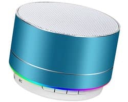 Oneay Mini draadloze speaker, draagbare Bluetooth-speaker met HD-geluid, 4 uur speeltijd, ingebouwde microfoon, TF-kaartsleuf, FM-radio en ledverlichting voor thuis en op reis - Blauw