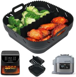 Siliconen airfryer-inzetstuk met tussenschot Geschikt voor Ninja Speedi & COSORI airfryers - Herbruikbare accessoires Geschikt voor Instant Vortex & Tefal airfryer (zwart) — thumbnail 5