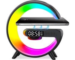 Draadloze Oplader met Bluetooth Speaker, Bedlamp en Wekker - Sfeerverlichting