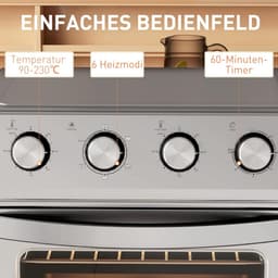 Mini Heteluchtoven met 24L Inhoud en 1600W Vermogen - RVS Zilver — thumbnail 6