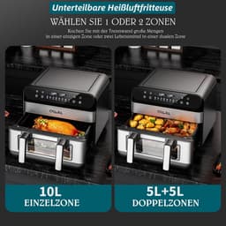 Dubbele Heteluchtfriteuse XL met Kijkvenster 8-in-1 Digitale Touchscreen Apparatuur — thumbnail 6
