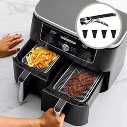 Airfryer Accessoires - Mand Verhogers - Betere Kookresultaten - Antislip Siliconen - Set van 9 - Zwart — thumbnail 2