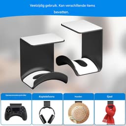longziming - Koptelefoonstandaard - Headset houder - Koptelefoonhaak - 2 stuks - Zelfklevend - ABS materiaal - Draagvermogen 1 kg - Beschermend siliconen kussen — thumbnail 3