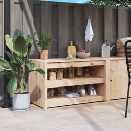 Keukenkast voor buiten - Outdoor keukenmeubel - Buiten koken - Massief grenenhout - 106 x 55 x 64 cm - Gelakt — thumbnail 1