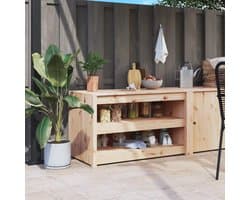 Keukenkast voor buiten - Outdoor keukenmeubel - Buiten koken - Massief grenenhout - 106 x 55 x 64 cm - Gelakt