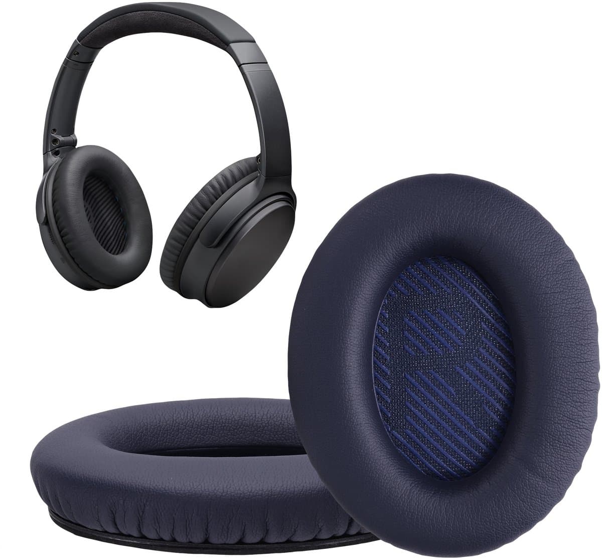 kwmobile 2x oorkussens geschikt voor Bose Quietcomfort 35 35II 25 15 / QC35 QC35II QC25 QC15 - Earpads voor koptelefoon in donkerblauw — afbeelding 1