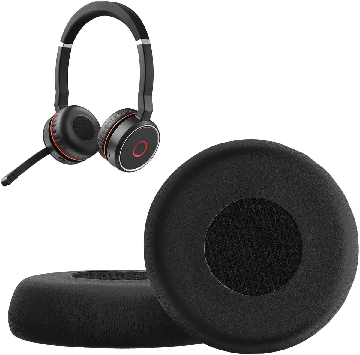 kwmobile 2x oorkussens geschikt voor Jabra Evolve 75 - Earpads voor koptelefoon in zwart — afbeelding 1