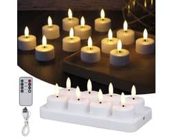 Oplaadbare LED-Theelichtjes - LED-Kaarsen Met Oplaadstation voor Thuis, Restaurants, Feestdagen en Bruiloftsdecoratie - 8 Kaarsen (Inclusief Afstandsbediening)
