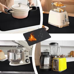 2x Hittebestendige Beschermingsmatten – 60x40 cm – Antislip Onderzetters voor Airfryer, Oven, Koffiemachine & Magnetron – Zware Keukenmatten voor Aanrechtapparaten — thumbnail 4
