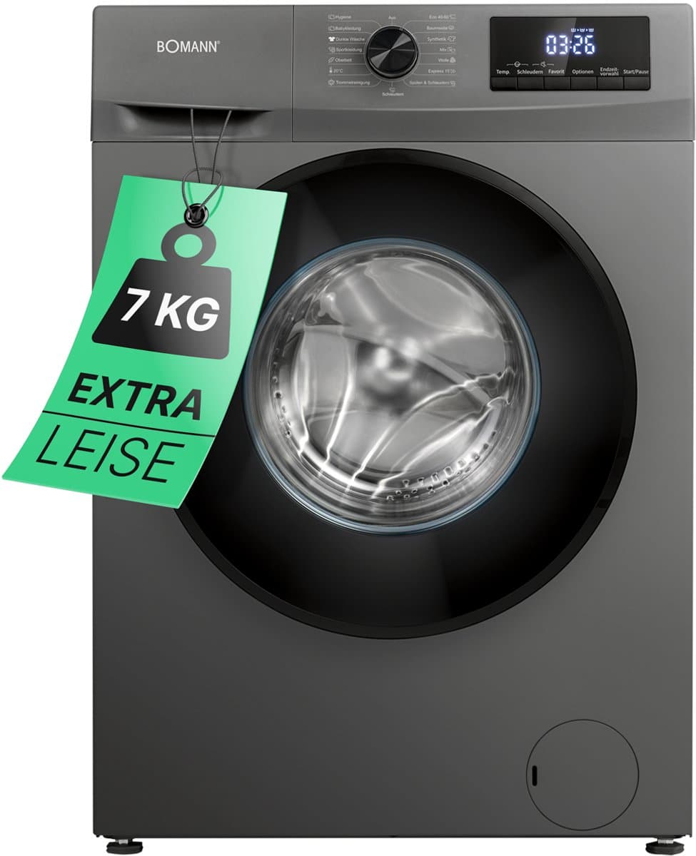 Bomann WA 7175 T Wasmachine - 7KG - 1400 toeren - 15 programma's - Stoomfunctie - Energieklasse A - 10 jaar motorgarantie — afbeelding 1