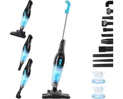 Zakloze stofzuiger met sterke zuigkracht 15 kPa, 400 W motor en 12-in-1 accessoires voor hardhouten vloeren en huisdieren