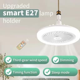 Ventilator met Lamp - Plafond Ventilator - Kleine Ruimtes - Inclusief Afstandsbediening - 30 cm Diameter - Wit — thumbnail 2