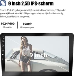 ESSGOO Autoradio 2Din Universeel - Android 15 - Apple Carplay & Android Auto - 9 Inch HD Touchscreen - GPS Navigatiesysteem - 4+64GB — thumbnail 3