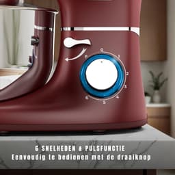 SVN® Deegmachine - Elektrische Deegmixer - Keukenmixer - 6,2L - Mixen en Mengen- Rood - 38cm x 24cm x 32cm — thumbnail 2