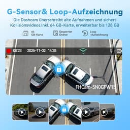 Dashcam Auto - 3 Kanaals Camera - Veilige Ritten - 490° Groothoek - 3.16 Inch Scherm — thumbnail 2