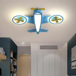 LED Plafondlamp Vliegtuig - Kinderkamerlamp Modern - Sfeervolle Verlichting - Dimbaar Met Afstandsbediening - 75 x 75 x 7 cm — thumbnail 3