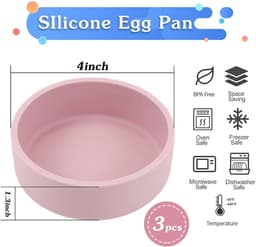 3-delige eiervormenset voor de airfryer, siliconen eiervorm, individuele eiermaker, herbruikbare eiervorm, eierkoker voor de magnetron, vaatwasmachinebestendig (rond - roze) — thumbnail 2