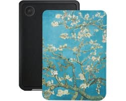 Lunso Geschikt voor Kobo Clara BW / Clara Colour hoesje (6 inch) - Vegan Saffiano Leren Sleep Cover - Van Gogh Amandelbloesem