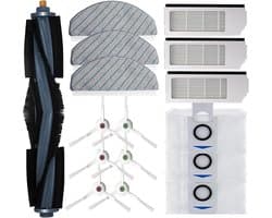 Vervangingsonderdelen Geschikt voor Ecovacs DEEBOT T10 Plus robotstofzuigers: 1 hoofdborstel, 3 zijborstels, 3 filters, 3 dweilpads, 3 stofzakken (16 stuks per verpakking).