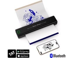 Newyes Draadloze Tattoo Printer Voor Stencils - Incl. 10 Stuks Transferpapier - Thermische Printer - Thermal Mini - A4 Miniprinter met App - Stencil Printer Met Transfer Papier - Thermo Printen - Stencils Printen Machine