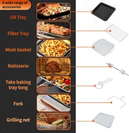 Mini Oven met Airfryer Functies - 14L, 1800W, 11-in-1 met Aanraakscherm en 7 Accessoires — thumbnail 5