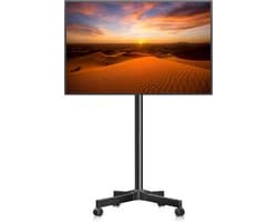 Mobiele TV-standaard met wielen voor 13-50 inch televisies, hoogtez adjustments en 30° kanteling
