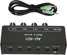 4-Kanaals Mini Audio Mixer met Onafhankelijke Volumeregeling en Versterking voor PC en Laptop — thumbnail 1