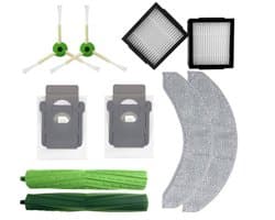 Geschikt voor (10 stuks) Vervangende onderdelen compatibel met iRobot Roomba Combo j7, Combo j7+, Combo j9+, Combo 10 Max robotstofzuiger, dubbele rubberen rolborstel, 2 dweilpads, 2 HEPA-filters, 2 stofzakken, 2 zijborstels