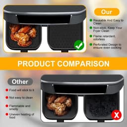2pcs Air Fryer Silicone Pot - Silicone Air Fryer Liner - Reusable Non-Stick Air Fryer Basket - Air Fryer Accessory voor Thuis Keuken - Keukenbenodigdheden — thumbnail 5