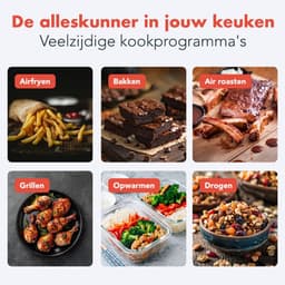 KitchenBrothers Airfryer XL - 1500W - PFAS-Vrij - 5L - Heteluchtfriteuse - 60ºC tot 200ºC - Met kijkvenster - Compact design - Extra stil - 6 Kookprogramma's - Zwart — thumbnail 8