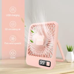 RFWR® Stille Tafelventilator 3000 mAh USB met 5 Snelheden - Draaibare Mini Ventilator voor Kantoor en Camping — thumbnail 2