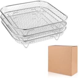 Vierkante Drie-laags Stapelbare Airfryer Rack - 304 RVS Kookrack - Capaciteit Uitbreiden - Gelijkmatig Verwarmen — thumbnail 6