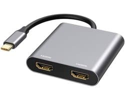 USB C naar Dual HDMI-adapter 4K @60Hz - Type-C-hub met 2 HDMI-dockingstations Geschikt voor laptops/MacBooks/Galaxy S9/S9+ (MST alleen ondersteund op Windows)