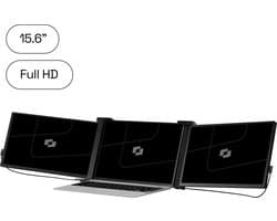 Screenmate® Expand Portable Monitor 15,6” - Portable Monitor Full HD + HDR - Draagbare Monitor met Beschermhoes - Extra Scherm Laptop - Draagbaar Beeldscherm - Zwart