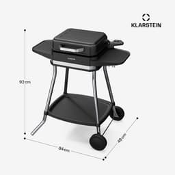 Klarstein Barbecue Gatsby elektrische grill 3050 W - Binnen & Buiten, Rookvrij EasyGrill concept, Grillplaat met antiaanbaklaag, Tot 240 °C, Stand met zijtafels - 49 cm - voor Terras - voor Balkon - Aluminium - BBQ - Tafelgrill — thumbnail 2