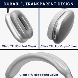 kwmobile 3-in-1 Hoofdtelefoonhoes voor Apple AirPods Max / AirPods Max 2 Hoesje - 360° TPU-hoes voor hoofdtelefoon - transparant / zwart — thumbnail 5