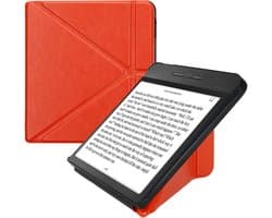 kwmobile e-reader hoesje geschikt voor Kobo Libra H2O hoes - Ereader flip case met standaard - E reader cover van kunstleer - In oranje