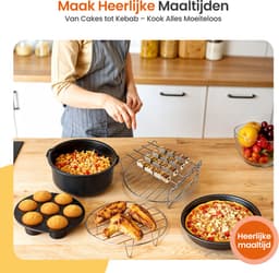Goliving Airfryer Accessoires Set - Geschikt voor Airfryers vanaf Ø20,5 cm - 50x Cupcake Vormpjes - Bakvorm - Cakevorm - Muffinvorm - Pizzapan — thumbnail 7