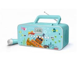 Muse M-29KB - Draagbare radio/CD-/MP3-speler met microfoon, blauw