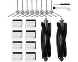 20 Stuks Reserveonderdelen Geschikt voor Eufy L50/ L60/ L50 SES/ L60 SES Stofzuigerrobot, Vervangende Accessoireset met 2 Hoofdborstels, 8 Zijborstels, 8 Filters, 1 Reinigingsborstel, 1 Schroevendraaier